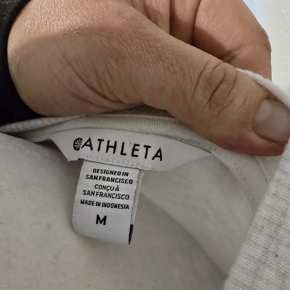 Athleta Women's Coaster Luxe Sweatshirt Fog Grey Heather Cozy Warm Dress M - Picture 7 of 8